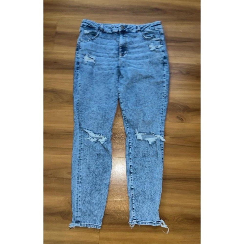 Womens American Eagle Curvy Distressed Washed Stretch Jegging Jeans